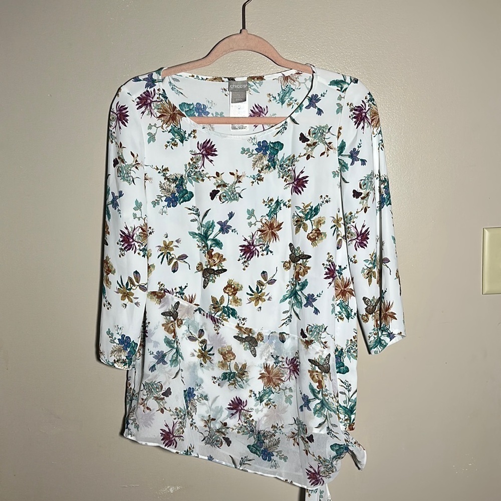 Chicos Floral & Butterfly Top |‎ 0